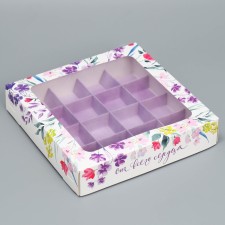 Box for sweets, confectionery packaging, 16 cells 