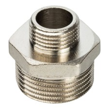 Ниппель переходной STOUT SFT-0004-000112, 1" х 1/2", наружная резьба, никелированная латунь