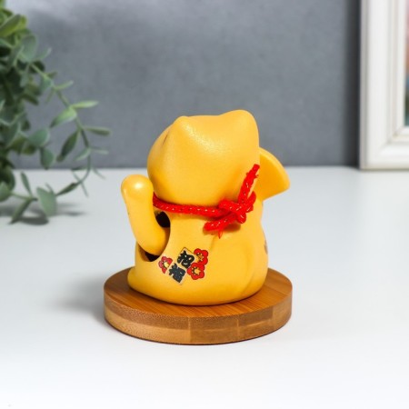 Ceramics pendulum "Maneki-Neko with fan and sakura" from solar batteries 10x10x12 cm-4