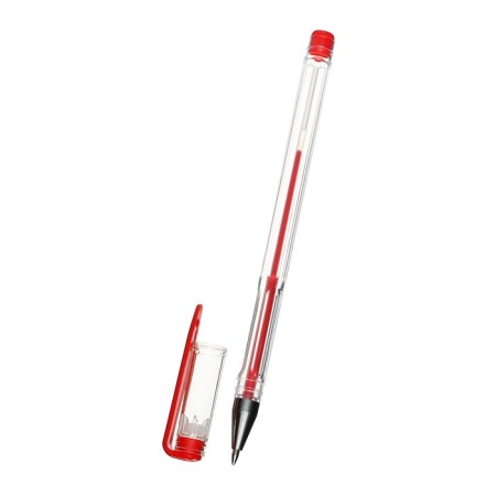 Gel pen, 0.5 mm, red, transparent case-3