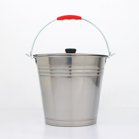 A bucket with a lid, 10 l, stainless steel