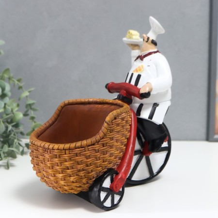 Souvenir Polystone stand for a bottle "Cook on a three -wheeled bicycle" 24.5x13.5x24 cm-2