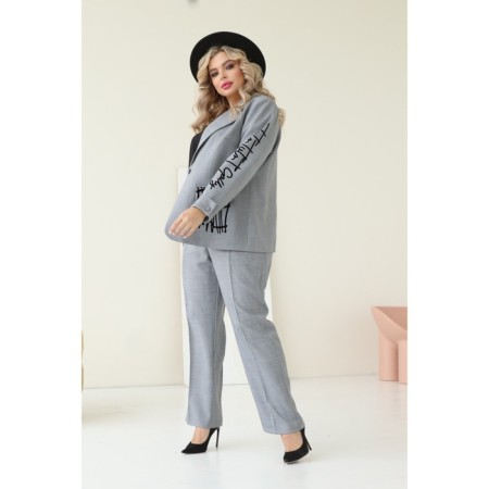 Female costume: jacket, trousers, size 48, gray color-19