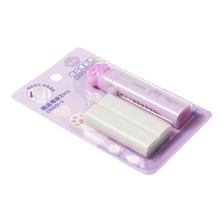 Figure eraser, sliding, 2 interchangeable eraser, paw mix-1