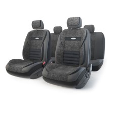 Авточехлы универcальные AUTOPROFI MULTI COMFORT, MLT-1105GV BK/BK (M), мультиконтурные, экокожа+текстурированный велюр, набор из 11 предметов, цвет чёрный