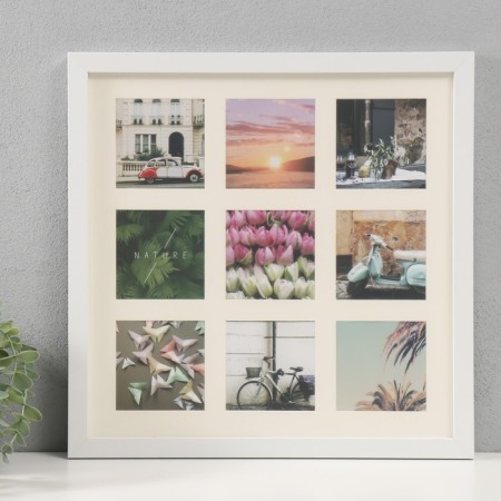 Photo frame MDF in 9 photos 10x10 cm "Slides" white 40x40x2 cm