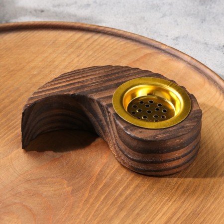 Stand for incense powder and cones "Yin-Yang", wood, 3.5x13.5 cm-1