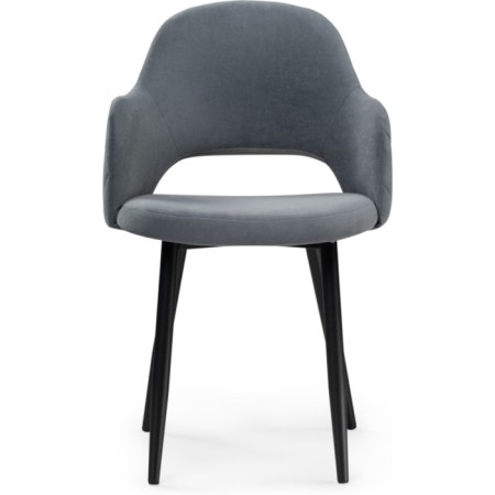 Stol on a metal frame Gutride metal/velor, black/gray 51x56x82 cm-2