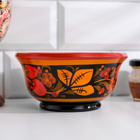 Berry salad bowl, medium, Khokhloma-4