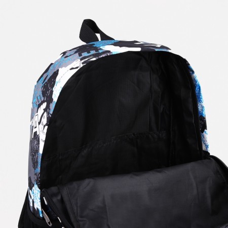 Youth backpack from textiles, 3 pockets, blue/gray color-4