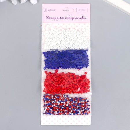 Round beads 6/0 "Russia" 4 colors x 20 g 20x8x0.7 cm