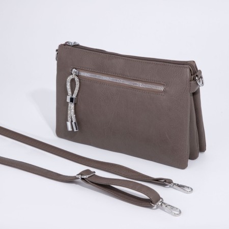Bag Cross-Bodi with a zipper, khaki color-3