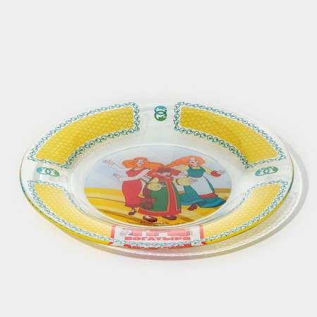Glass plate "Three heroes. Princess ", d = 19.5 cm-1