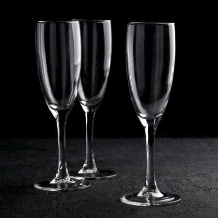 A set of glass glasses for champagne Eden, 170 ml, 3 pcs