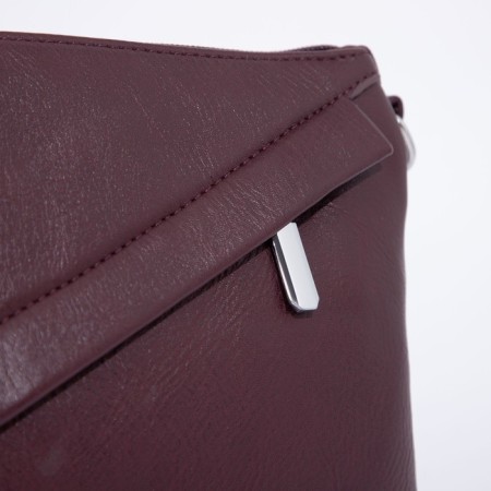 Cross-Bodi bag with zipper, burgundy color-4
