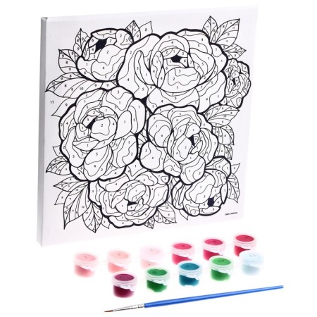 Picture on numbers on canvas with a subframe "Bouquet of peonies", 20 x 20 cm-2