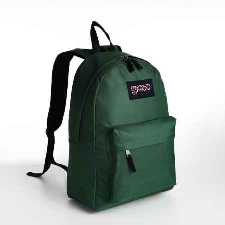 School backpack from textiles with lightning, external pocket, green color-2