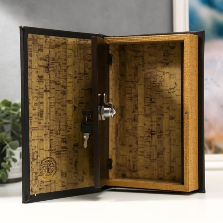 Safe-book wood to the leatherette "Tiger" mirror 26x17x5 cm-2