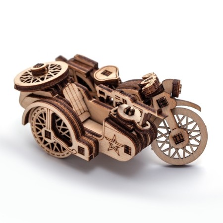 Wooden designer, prefabricated model "M72 motorcycle"-8