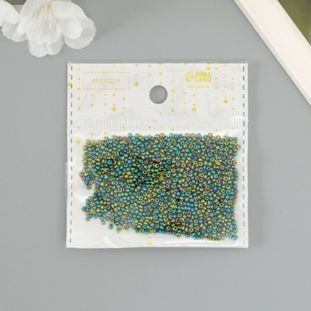 Glass beads 11/0 "metallic. Melange. Blue-green" 10 g-3
