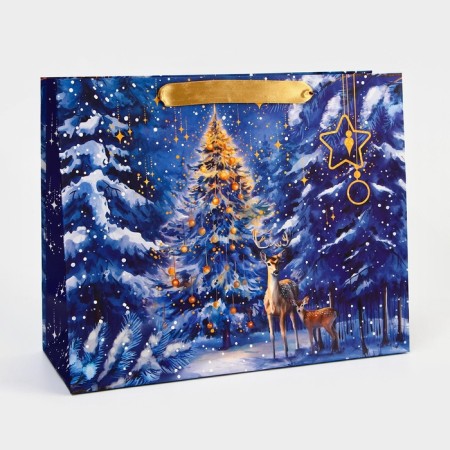 Package New Year's laminated "Christmas tree in the forest", 32 x 26 x 12 cm.