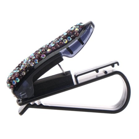 Glass holder clamp with light pink rhinestones, black-2