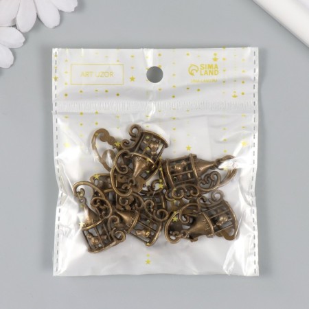 Decor Metal for creativity "The suspended cage with a bird" under brass (CG1226)-4