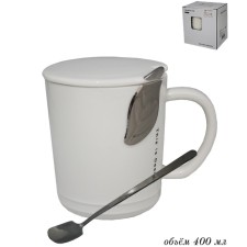 Кружка Lenardi, с крышкой и ложкой, 400 мл