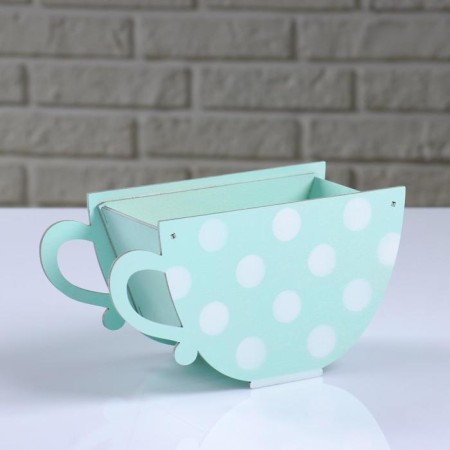Kashpo wooden "Cup in polka dots", mint, 20 × 9 × 11 cm