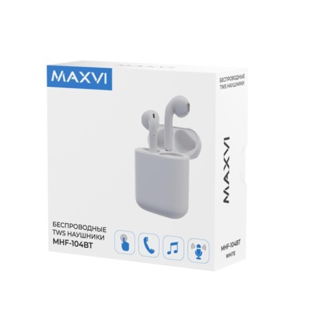 Maxvi MaxVi MaxVi Max 104bt, inserts, sensory control, microphone, 35/200 mAh, white-4