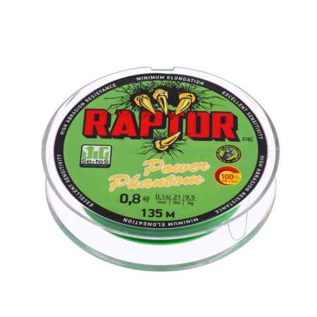 Power Phantom Raptor X4 PE, fluorescent green No. 0.8, diameter 0.14 mm, test 9.5 kg, 135 m