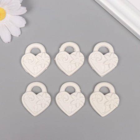 Decor for the creativity of the Polystone "Castle-heart with flower" White set 6 pcs 2.8x3 cm-2