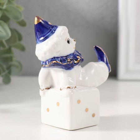 Souvenir Ceramics "Clown on Playing Cube" Cobalt 4.4x7x9.5 cm-1