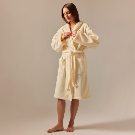 Terry robe with a hood Women's SL Home: Basic "Ivory", Rr. M, 100% HL, 420 g/m2