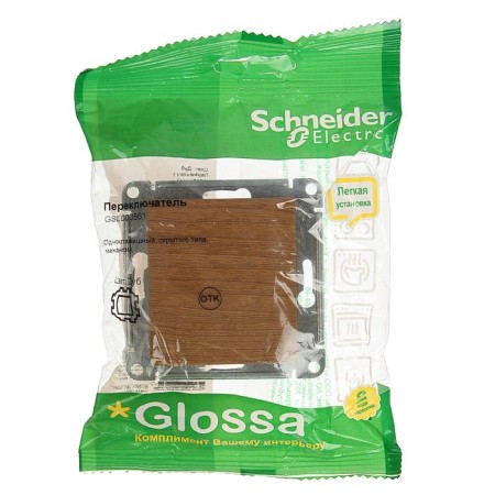 Switch "Glossa" Sche GSL000561, 10 A, 1 key, hidden, oak color-2