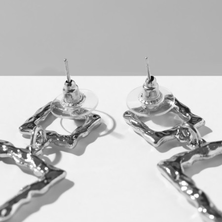 Hanging earrings "Fantasy", color silver, 7.3 cm-1