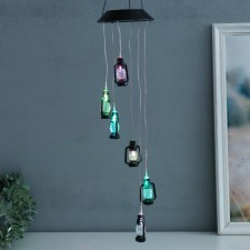 Wind music with illumination from the solar battery 