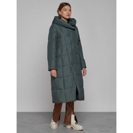 Coat insulated winter female, size 50, dark green color-2