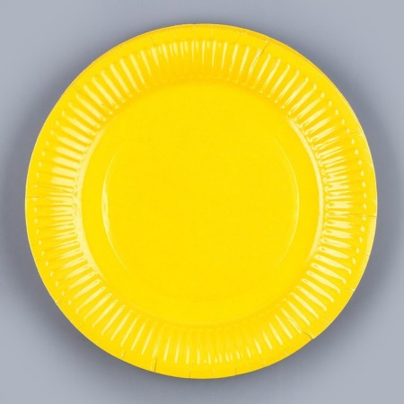 A set of paper utensils: 6 plates, 6 glasses, yellow color-3