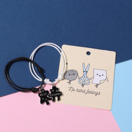 Bracelets "Demetrons" Puzzles with a heart, black and white color, 7 cm-4