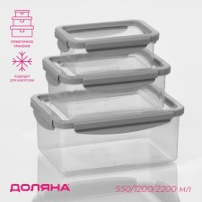 Set of lunch - Boxing Dolyana, 3 pcs, 550 ml, 1.2 l, 2.2 l, color gray color
