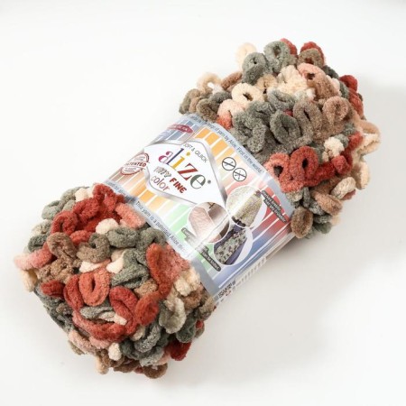 Yarn "Puffy fine Color" 100% micropoliester 14.5m/100g (6039 green-bun-crams.)-1