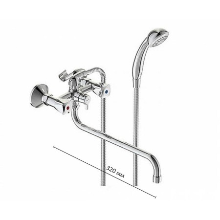 Vidima bathtub "Visimacrapist", two -wound, wall, pour 320 mm, chrome