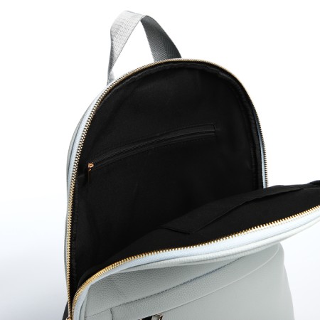 Women's backpack made of artificial leather with lightning, 2 pockets, color light blue-4