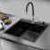 Kitchen sink "RMS" MR-5050BL, mortise, thickness 3.0 and 1 mm, basket, dispenser, graphite