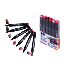 MARKERS for sketching bilateral Mazari Fantasia, 6 colors, Pink Colors (pink colors)