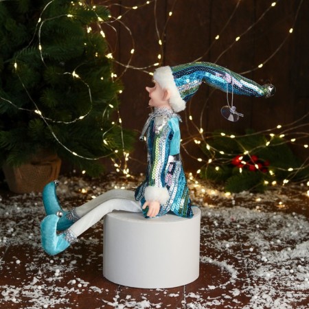 New Year's jester "in a brilliant suit" 40 cm, blue-3