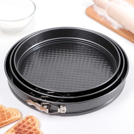 A set of forms for baking the connective share “Elin Low”, 3 subjects: D = 28/26/24 × 4 cm, anti -stick coating, black color-1