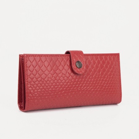 Women's wallet on the button, red color