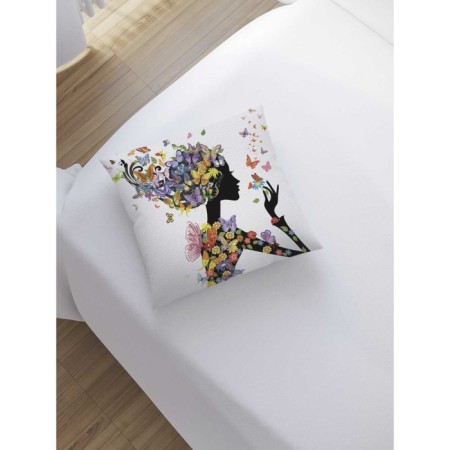 Decorative pillowcase "Flower girl in butterflies", on a zipper, size 45x45 cm-1